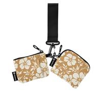 Beige Yellow Wild Floral Dual Wristlet Wallets for Women Mini Fashion Coin Purse Wallet Bag with Zipper Pocket for Ladies Girls 2 Packs, Wild Floral, One Size