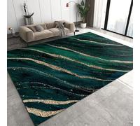 BEIGGA Emerald Green Gold Marbled Area Rug, Modern Abstract Light Luxury Indoor Non-Slip Kids Rugs, for Room Sofa Living Room Mat Bedroom Home Decor Floor Mats,180 x 240 cm