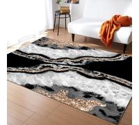 BEIGGA Luxury Grey Gold Black Marble Art Area Rugs, 3D Print Indoor Non-Slip Kids Rugs, Non-slip Machine Washable Large Area Rug for Living Dining Dorm Room Bedroom Decor,180 x 240 cm