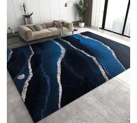 BEIGGA Luxury Navy Blue Marble Area Rugs, Black Starry Silver Lines Print Carpet, Indoor Non-Slip Kids Rug for Room Sofa Living Room Mat Bedroom Home Decor Floor Mats,80 x 150 cm