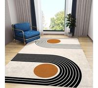 BEIGGA Modern Mid-Century Cream Area Rugs, Nordic Boho Lines Orange Geometric Indoor Non-Slip Kids Rug, for Room Sofa Living Room Mat Bedroom Home Decor Floor Mats,100 x 150 cm