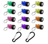 BEIIEB 12 Pcs Mini Flashlight Keychain Torch Mini Lamp Practical Toy for Kids Suitable for Outdoor and Night Emergency with 2 Pcs Black Carabiners