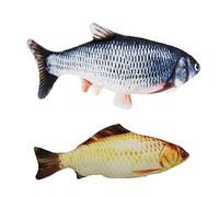 BEIIEB 2pcs Cat Toys - Wriggling & Kicking Interactive Fish Toys, Washable Plush, Shaking & Movable Simulation Fish