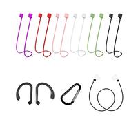 BEIIEB 6pcs 55cm earphone cord and 1pair ear hook and 1 pair black or white earphone buckle, bluetooth anti-lost earphone cord, soft silicone sports wireless earphone anti-lost cord