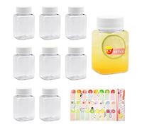 BEIIEB 8-Pack Plastic Bottles With Lids, Leak-Proof Drink Containers, Clear Smoothie Bottles, to Store Water and Other Homemade Beverages (100ml)