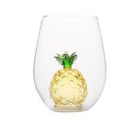 BEIJIALY 3D Drinking Glass Cup With Figurine Inside, Coffee Cup, Milk Cup, Glass Teacup Office Morning Mugs Stemless Glass for Wine, Water, Milk, Cappuccino(Pineapple)