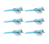 BEIJIALY 6pcs Realistic Blue Jay Bird Ornaments, Bluebirds Artificial Bird Adornment Ornament Birds Crafts, Imitation Feathered Blue and White Birds for Wreaths, Christmas Decor,
