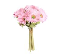 BEIJIALY 7 Pink Artificial Gerbera Daisy Flowers, Silk Faux Flowers Bouquet for Home Decor