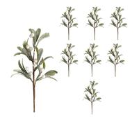 BEIJIALY 8 pcs Artificial Mistletoe Picks, Artificial Poly Silk Mistletoe and Twig Picks, Christmas Faux Evergreen Sprigs, Artificial White Berry Stems for Christmas Decor(Green)