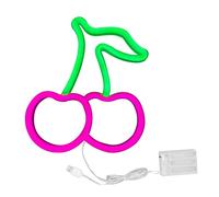 BEIJIALY Cherry Neon LED Signs, LED Neon Night Light Lamp, USB Powered Wall Art Light, Decorative Wall Fruit Neon Sign Light for Christmas Wedding Party(Pink)
