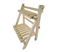 BEIJIALY Desktop Storage Shelf, Desk Shelf Organizer Rack, Wooden Double Layer Rack Desk Storage Organizer, Foldable 2 Tier Ladder Plant Stand Wood Display Shelf for Home Decor(Beige)