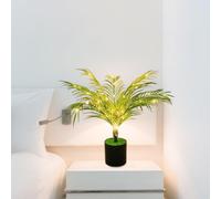 BEIJIALY Fake Plants Monstera Palm Tree, USB Powered Faux Large Potted Plant Fake Silk Trees, Artificial Potted Faux Plants with LED Lights for Indoor Outdoor House(Areca Palm-Green)