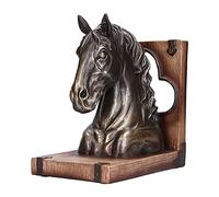 BEIJIALY Horse Head Art Bookends, Exquisite Horse Bookends, Resin Horse Book Stand, Multifunctional Horse Head Sculpture Resin Horse Bookends for Home Office Living Room(Bronze)