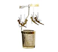 BEIJIALY Rotary Candle Holder, Spinning Candle Holder with Cup, Golden Rotating Candlestick Set, Rotating Metal Tea Light Candle Holder for Table Centerpiece, Metal Small Gift(Fairies)