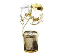 BEIJIALY Rotary Candle Holder, Spinning Candle Holder with Cup, Golden Rotating Candlestick Set, Rotating Metal Tea Light Candle Holder for Table Centerpiece, Metal Small Gift(Trojan Horses)