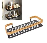 BEIJIALY Shower Caddy Single Tier Shower Shelves Organizer Self Adhesive Sticker Installation Wall Mounted Bathroom Shampoo Holder for Bathroom Bedroom Kitchen(Black Gold)