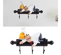 BEIJIALY Wall Hook Cartoon Chef Figurine SelfAdhesive Hanger Resin French Chef Figurine Wall Hooks Wall Mount Rack Hook Hanger Hotel Dining Room Decoration(Tpre 1)