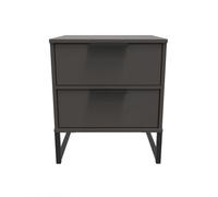 Beijing 2 Drawer Compact Bedside Cabinet In Graphite (Ready Assembled)