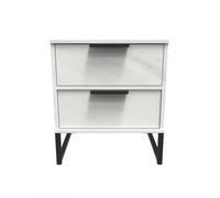 Beijing 2 Drawer Compact Bedside Cabinet In Marble (Ready Assembled)