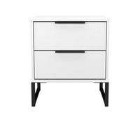 Beijing 2 Drawer Compact Bedside Cabinet In White Matt (Ready Assembled)
