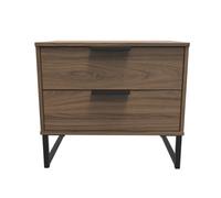 Beijing 2 Drawer Midi Bedside Cabinet In Carini Walnut (Ready Assembled)