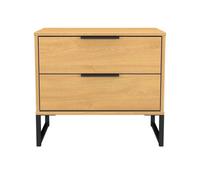 Beijing 2 Drawer Midi Bedside Cabinet In Modern Oak (Ready Assembled)