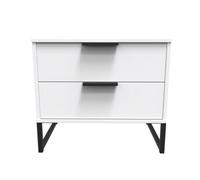 Beijing 2 Drawer Midi Bedside Cabinet In White Matt (Ready Assembled)