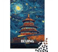 Beijing China Night Sky Art Adult Jigsaw Puzzle, 1000 Pieces, 52x38cm/1000pcs; for Progress Whenever Time Allows; White Card with A Low-dust Finish