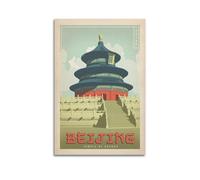 Beijing China Temple of Heaven Retro Illustration Chinese Religious Architecture Decorative Painting Canvas Wall Posters And Modern Family Bedroom Decor 16x24inch(40x60cm)