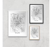 Beijing Light City Map Giclee Art Print - A3 - Black Frame