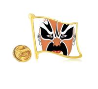 Beijing Opera Peking China Golden Metal Flag Lapel Pin Badge