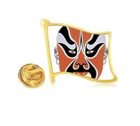 Beijing Opera Peking China Head Golden Metal Flag Lapel Pin Badge