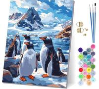 Beijing Paint by Numbers for Adults, Penguin Paint by Numbers Kits On Canvas, Easy DIY Color Oil Painting Acrylic Paints with Brushes, Hobbies for Adults Women, Home Wall Decor Gifts 16x20 inch 8-9051