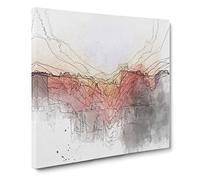 Beijing Skyline at Sunset in Abstract Modern Canvas Wall Art Print Ready to Hang, Framed Picture for Living Room Bedroom Home Office Décor, 14x14 Inch (35x35 cm)