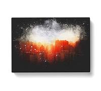 Beijing Skyline At Sunset Paint Splash Modern Art Canvas Wall Art Print Ready to Hang, Framed Picture for Living Room Bedroom Home Office Décor, 76x50 cm (30x20 Inch)