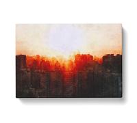 Beijing Skyline At Sunset Painting Modern Art Canvas Wall Art Print Ready to Hang, Framed Picture for Living Room Bedroom Home Office Décor, 50x35 cm (20x14 Inch)