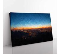 Beijing Skyline In China In Abstract Modern Art Canvas Wall Art Print Ready to Hang, Framed Picture for Living Room Bedroom Home Office Décor, 60x40 cm (24x16 Inch)