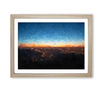 Beijing Skyline In China In Abstract Modern Art Framed Wall Art Print, Ready to Hang Picture for Living Room Bedroom Home Office Décor, Oak A3 (46 x 34 cm)