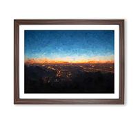 Beijing Skyline In China In Abstract Modern Art Framed Wall Art Print, Ready to Hang Picture for Living Room Bedroom Home Office Décor, Walnut A4 (34 x 25 cm)