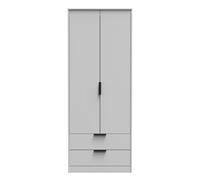 Beijing Tall 2 Drawer Wardrobe In Grey Ash (Ready Assembled)