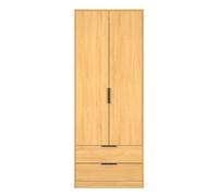 Beijing Tall 2 Drawer Wardrobe In Modern Oak (Ready Assembled)