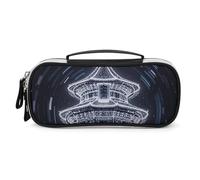 Beijing Tiantan Pencil Case with Handle, Large Capacity PU Leather Pencil Bag Office Organizer, Portable Cosmetic Bag for Travel, Home