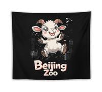 Beijing Zoon And Cute Goat Wall Tapestry Stylish Horizontal Hanging Blanket for Room Living Room Wall Decor