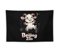 Beijing Zoon And Cute Goat Wall Tapestry Stylish Horizontal Hanging Blanket for Room Living Room Wall Decor