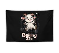 Beijing Zoon And Cute Goat Wall Tapestry Stylish Horizontal Hanging Blanket for Room Living Room Wall Decor