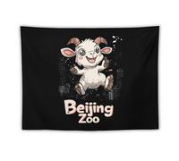 Beijing Zoon And Cute Goat Wall Tapestry Stylish Horizontal Hanging Blanket for Room Living Room Wall Decor