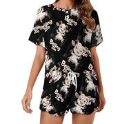 Beijing Zoon And Cute Goat Women's Pyjama Sets Short Sleeve Top & Pants Comfort Loungewear Soft Sleepwear 5XL