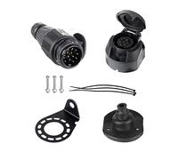 BEIJISTAR 13 Pin Trailer Plug & 13 Pin Trailer Socket Kit with Rubber Gasket and Metal Mounting Bracket, 12V Waterproof Trailer Plug Socket Connector for Truck RV Cars Boat Caravan Trailer