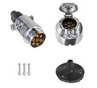 BEIJISTAR 7 Pin Trailer Metal Plug Socket with Rubber Gasket, 12V Waterproof 7 Pin Trailer Metal Plug Socket Connector, for Truck RV Cars Boat Caravan Trailer Accessories Adapter (Aluminium Alloy)