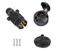BEIJISTAR 7 Pin Trailer Plug & 7 Pin Trailer Socket with Rubber Gasket, 12V Waterproof 7 Pin Trailer Plug Socket Connector, for Truck RV Cars Boat Caravan Trailer Accessories Adapter (Screw End)